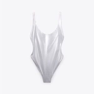 Zara NWT Silver Metallic One Piece Swimsuit | Color: Silver | Size: S